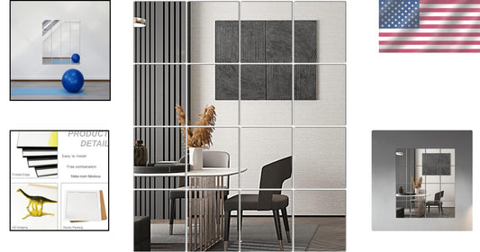 Lightweight & Durable 12''x10'' Glass Mirror Tiles – 16 PCS for Easy Mounting