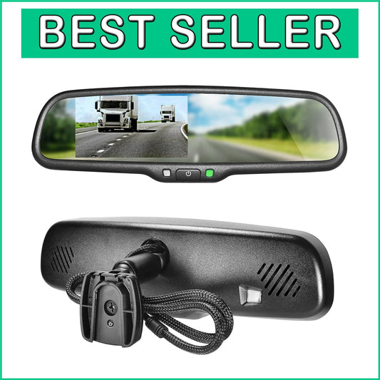 Auto Adjusting Rear View Mirror with 4.3" LCD - Easy Installation & Anti-Glare