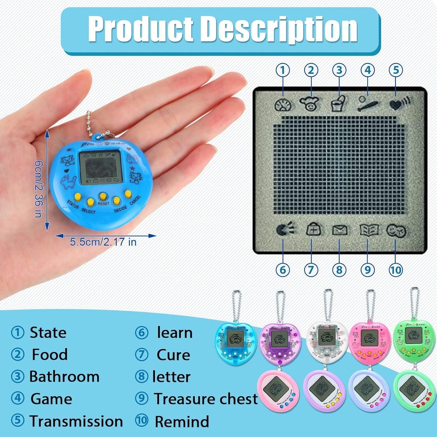 Nostalgic 90s Digital Pet Toy Set - 36 Keychain Games for Kids & Adults