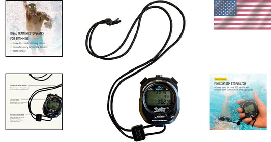Waterproof Swim Training Stopwatch with Dual-Split Memory & 300 Split Storage