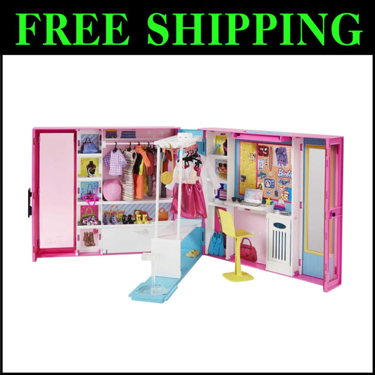 Creative Dream Closet Playset - 30+ Accessories, Desk & Carry Handle for Kids