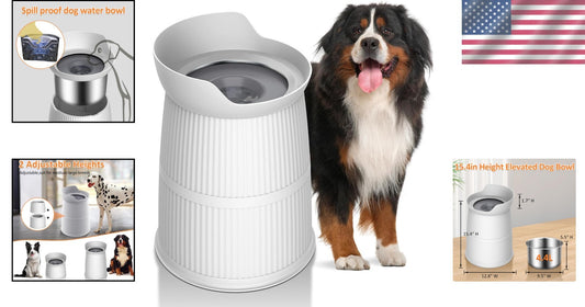 4.4L Stainless Steel Elevated Dog Water Bowl with Non-Slip Base for Large Dogs