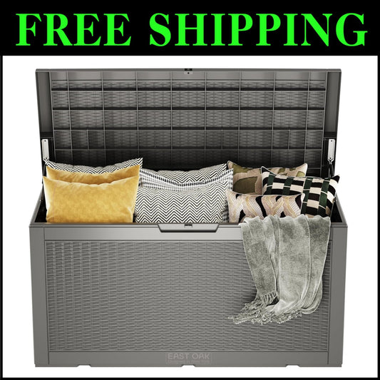 Modern 100 Gallon Resin Outdoor Storage Box with Hydraulic Lift for Easy Use