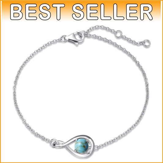 Elegant 925 Sterling Silver Infinity Bracelet with December Turquoise Birthstone