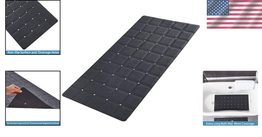 Durable Heavy Duty 35.8” Silicone Bath Mat - Foldable Lightweight Comfort