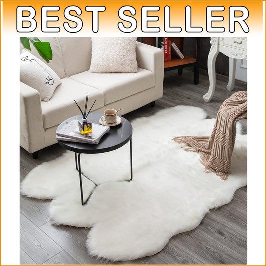 Comforting 4x6 Ft Fluffy Faux Fur Rug - Elegant White Carpet for Nursery & Home