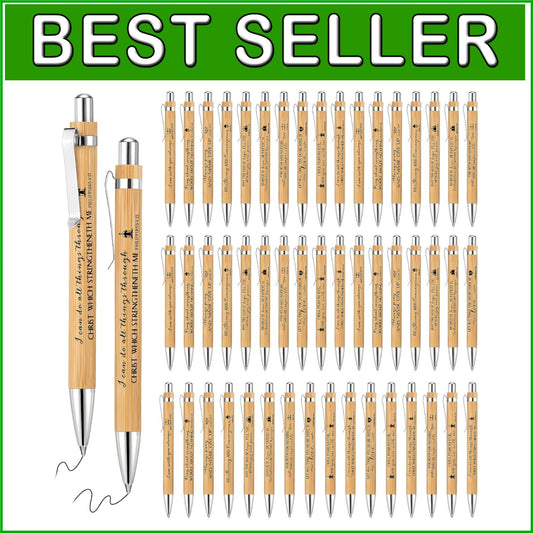 Engraved Bamboo Ballpoint Pens - 200 Inspirational Scripture Quotes for Gifting
