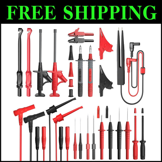 Professional Silicone Multimeter Test Leads Set with Alligator Clips & Tweezers