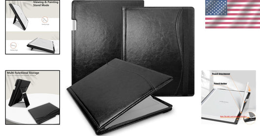 Remarkable 2 Tablet Cover - Stylish Black Leather Case with Built-in Pen Holder