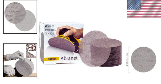 Efficient Abranet Sanding Discs 5" with P120 Grit - 50 Pack for Clean Workspaces
