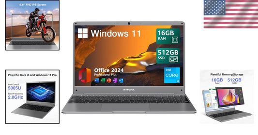 Multi-Function 15.6'' Laptop, 16GB RAM & 512GB SSD - Perfect for Work & Play