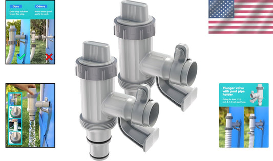 Effortless Pool Maintenance: 2-Pack Plunger Valves with Pipe Holder Hose Adapter