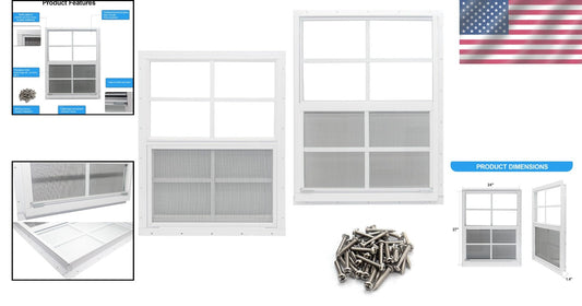 Durable Flush Mount Shed Windows - 24" x 27" with Screens for Easy Ventilation