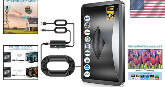 2025 Upgraded 2200+ Miles Long-Range 4K HDTV Antenna - Amplified Signal Booster