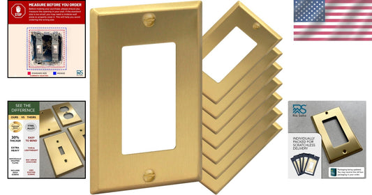 Elegant 8-Pack Brushed Brass Light Switch & Outlet Covers - Standard Size