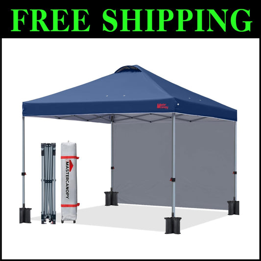 Sturdy 10'x10' Outdoor Canopy Tent with Vent and Sidewall - Easy Portable Design