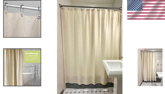 American-Made Cotton Shower Curtain Natural | 70" x 74" Perfect for Any Bathroom