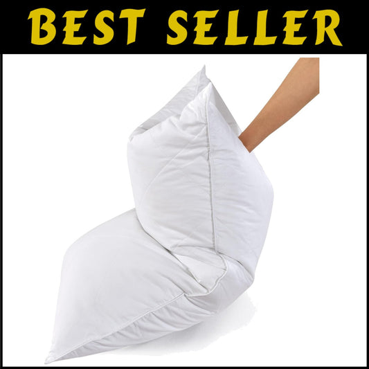 Elegant Goose Feather Bed Pillows, Medium Firm, 600 Thread Count Cotton Set