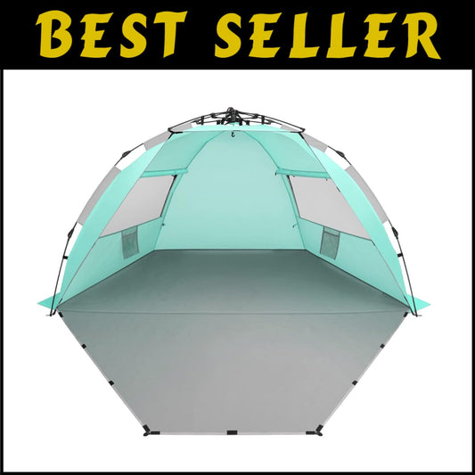 Portable XL Beach Tent with Carrying Bag - Waterproof Sun Shelter for Family Fun