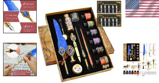 Elegant Quill Pen Set - Feather Dip Pen & Accessories for Smooth Calligraphy