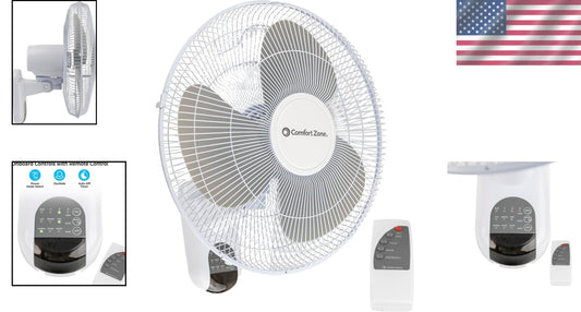 Adjustable 16-Inch Wall-Mount Fan with Remote - Perfect for Home, Office & Gym