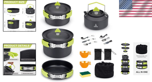 18-Piece Non-Stick Camping Cookware Set for 4-6 People - Ultra Lightweight Gear