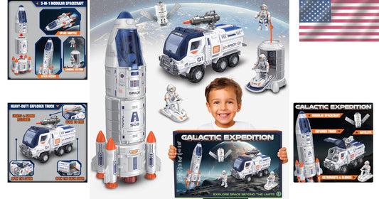 Durable Space Shuttle Toy for Kids - Rocket Playset with Lights & Sound Effects