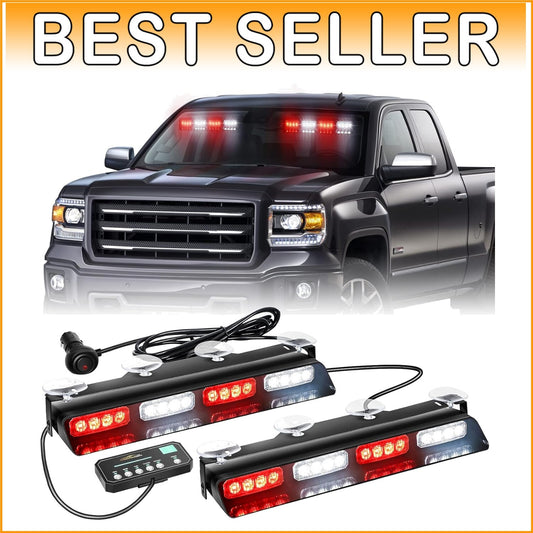 Durable Emergency Vehicle Strobe Lights with 26 Flashing Patterns - Red/White