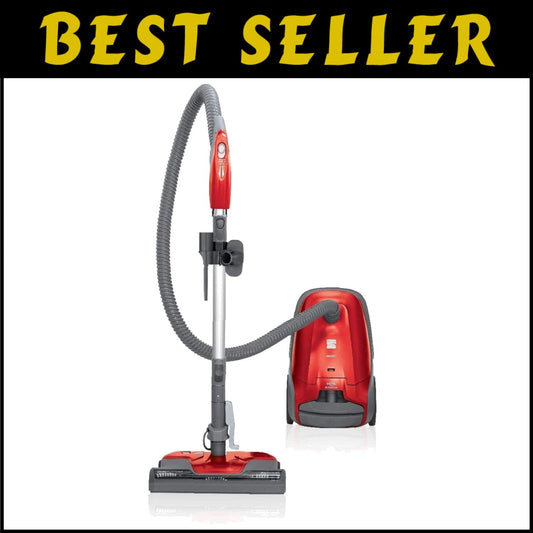 High-Performance Bagged Canister Vacuum with Triple HEPA Filter & Accessories