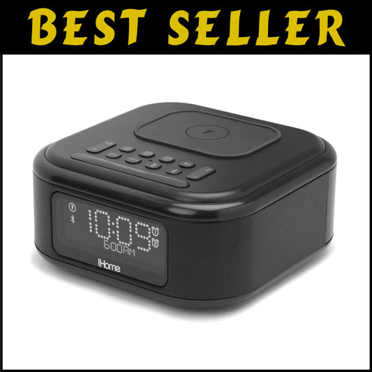 Multifunctional Alarm Clock with Wireless Charging Pad & Bluetooth Music Speaker