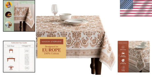 Charming 100% Cotton Table Cover 60" x 120" - Ideal for Dining & Festive Themes