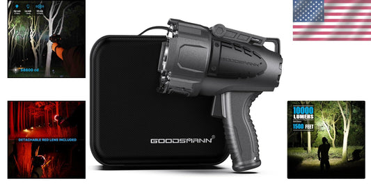 Portable 10000 Lumen LED Spotlight with EVA Case - Ideal for Fishing & Hiking