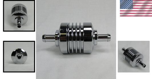 Removable Mesh Chrome Fuel Filter for 5/16" ID Fuel Hose - Motorcycle Upgrade
