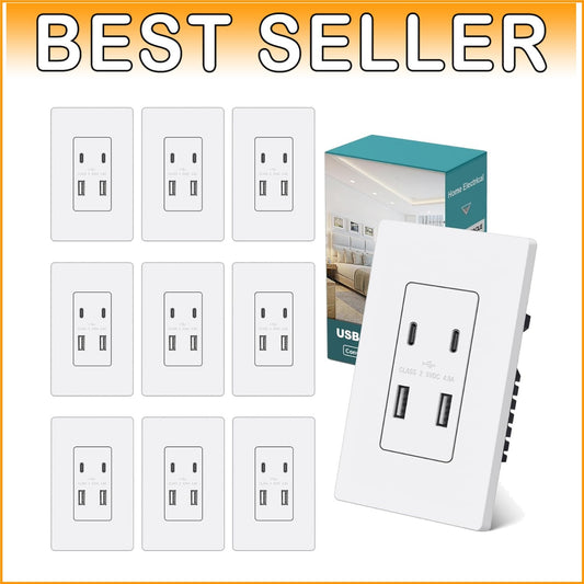 10-Piece USB Receptacle Pack - 4.8A Wall Outlet for Modern Charging Solutions