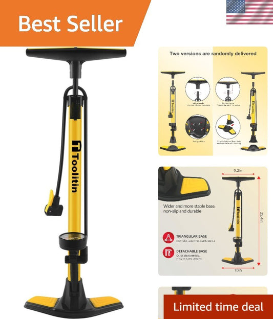 Ergonomic Floor Bicycle Pump with Accurate Gauge for Presta & Schrader Valves