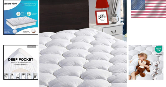 300TC King Size Cooling Mattress Pad - Soft, Machine Washable with Deep Pocket