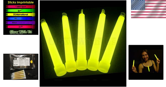 Illuminate Any Event with 100 Yellow Safety Glow Sticks - 3-Year Shelf Life