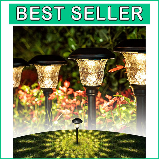 8 Pack Waterproof Solar Pathway Lights - Warm White LED Outdoor Elegance