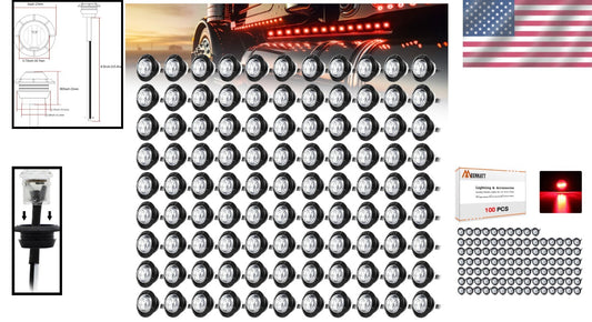 Durable 3/4 Inch LED Clearance Lights - Red & Clear Lens for Trucks/Trailers