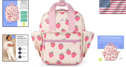 Functional Strawberry Backpack for Toddlers - Perfect Daycare Travel Companion
