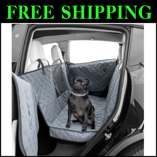 Gray Waterproof Dog Hammock for Car Back Seat – Medium Size for SUV & Trucks