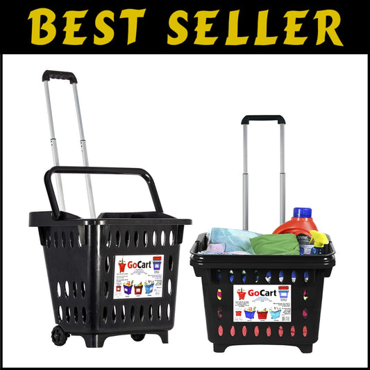 GoCart Utility Rolling Basket: 100 Pounds Capacity for Effortless Transport