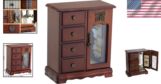 Compact Jewelry Organizer with 4 Drawers & Built-In Carousel - Women’s Essential