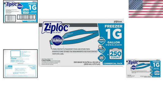 Versatile 250 Count Ziploc 1 Gallon Freezer Bags - Ideal for Meal Prep