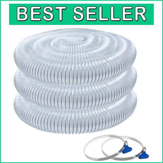 2-1/2" x 20' PVC Dust Collection Hose with 2 Stainless Steel Clamps - Worksho...