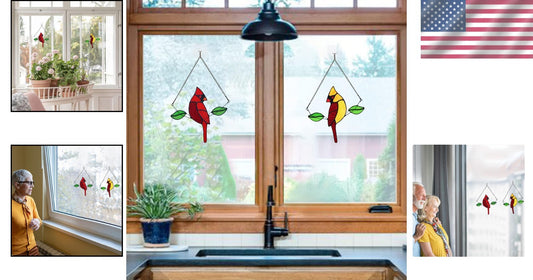 Handmade Stained Glass Cardinal Suncatcher - Heartfelt Memorial Gifts for Women