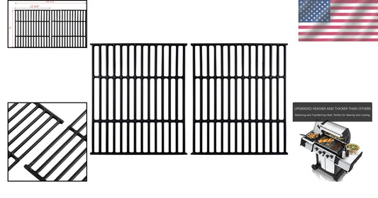 Broil King Compatible Cast Iron Grates - Solid Rod Design for Even Heat - 2 Pack