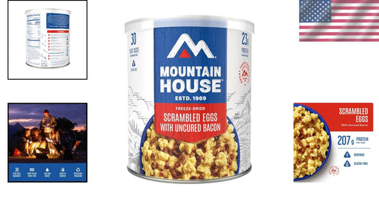 Emergency Freeze-Dried Breakfast Can: Scrambled Eggs & Smoked Bacon, 9 Servings