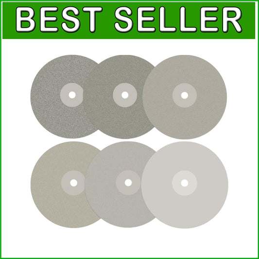 6-Piece Diamond Lap Wheel Set - 8" x 1/2" for Precision Stone & Glass Cutting