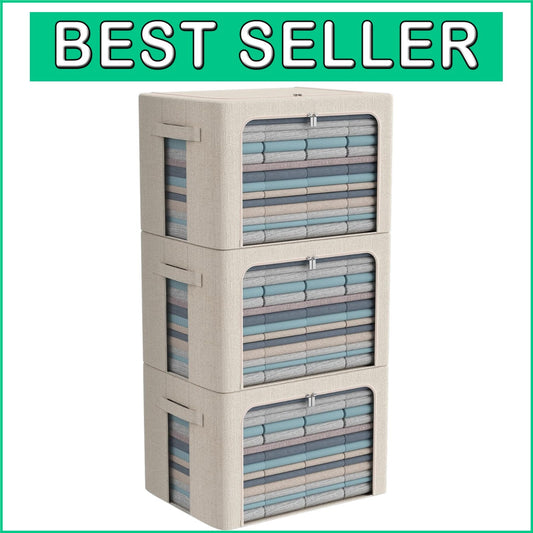 Elegant Linen Storage Bins - 3-Pack Foldable Organizers with 66L Capacity